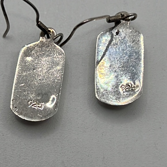 RED JASPER INLAY STERLING SILVER DANGLE EARRINGS - Picture 5 of 7